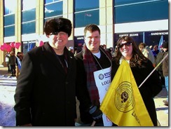 David Black, Sean Smith, Stephanie Smith At FortisBC Locked Out Workers Rally In Trail, B.C. on December 7, 2013