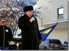 David Black (right) COPE 378 president addressing rally in support of locked out FortisBC workers on December 7, 2013 in Trail B.C. Armindo deMedeiros (left) USW 480 president.