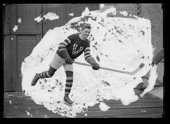 VPL Accession Number: 17975 Date: 191- Photographer/Studio: Thomson, Stuart Content: City Archives has similar CVA #99773 Photograph possibly taken 1918 or 1919 Topic: Hockey players Hockey uniforms Person: MacKay, Duncan "Mickey" (Vancouver Millionaires - Rover) Organization: Vancouver Millionaires (Hockey team) Location: British Columbia - Vancouver Copyright Restrictions: Public Domain
