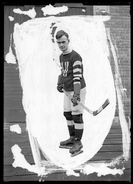 VPL Accession Number: 17976 Date: 191- Photographer/Studio: Thomson, Stuart Content: City Archives has similar CVA #99773 Photograph possibly taken 1918 or 1919 Topic: Hockey players Hockey uniforms Person: Stanley, Barney (Vancouver Millionaires - Right Wing) Organization: Vancouver Millionaires (Hockey team) Location: British Columbia - Vancouver Copyright Restrictions: Public Domain