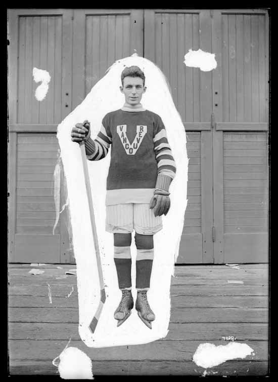 VPL Accession Number: 17982 Date: 191- Photographer/Studio: Thomson, Stuart Content: City Archives has similar CVA 99776 Photograph possibly taken 1918 or 1919 Topic: Hockey players Hockey uniforms Person: Harris, F "Smokey" (Vancouver Millionaires - Left Wing) Organization: Vancouver Millionaires (Hockey team) Location: British Columbia - Vancouver Copyright Restrictions: Public Domain