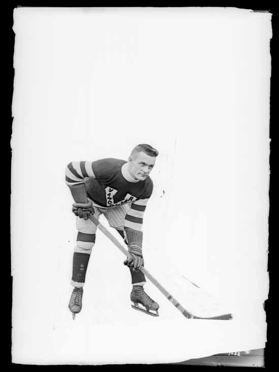 VPL Accession Number: 17994 Date: 191- Photographer/Studio: Thomson, Stuart Content: City Archives has similar CVA 99770 Photograph possibly taken 1918 or 1919 Topic: Hockey players Hockey uniforms Person: Ukzila, C (Vancouver Millionaires - Forward) Organization: Vancouver Millionaires (Hockey team) Location: British Columbia - Vancouver Copyright Restrictions: Public Domain