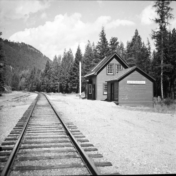 Title proper Westbridge CPR depot General material designation     Graphic material Title statements of responsibility Photograph taken by David Davies. Title notes     Source of title proper: Derived title. Level of description Item Repository Northern BC Archives & Special Collections Reference code 2013.6.36.1.027.14 Dates of creation area Date(s)     [July 1966] (Creation) Physical description area Physical description 1 photograph : b&w ; 9 x 9 cm Archival description area Scope and content Photograph depicts the Westbridge CPR depot on the Kettle Valley Line. It is located about 11 miles north of Rock Creek and at about mile 123.3 east of Penticton. The depot house is disused and the sidings contained no cars, so there appears to be no local traffic.