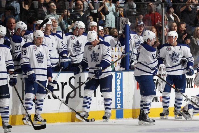 Toronto Maple Leafs dejected against Buffalo